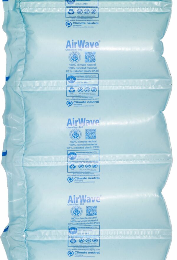 AirWave ClimaFilm-100 typ 7.1, 21 cm x 550 m / lakan 21x10 cm luftkudde, material HDPE 25my 100 % Återvunnet, 100 % klimatneutralt