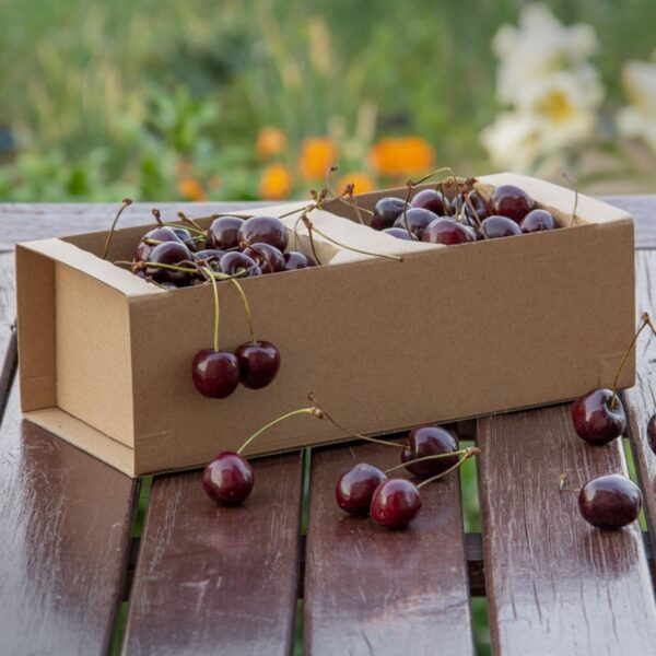 Box for fruit 2kg 35x13x10,5 cm (width x length x height/ inner sizes) 39x13,5x11 cm outer sizes, 3-layer corrugated cardboard ca 1,5 mm brown/brown