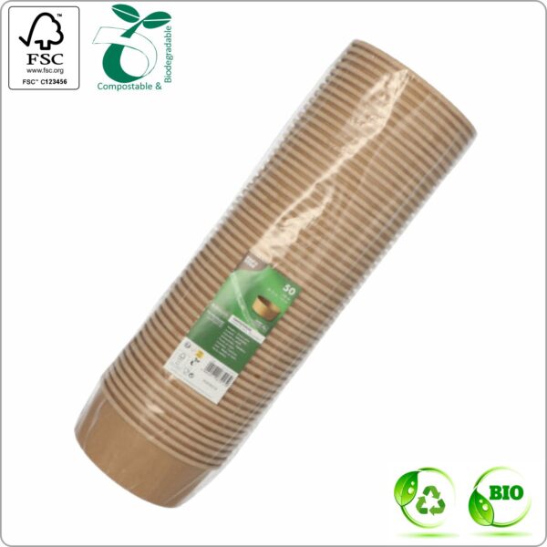 Salad bowl 15x4,6 cm (topØ x height) 500 ml, brown/brown PLA Bio-coating cardboard 300 gsm FSC® certified, 50 pcs/pack // lids no. 87915 , 88141