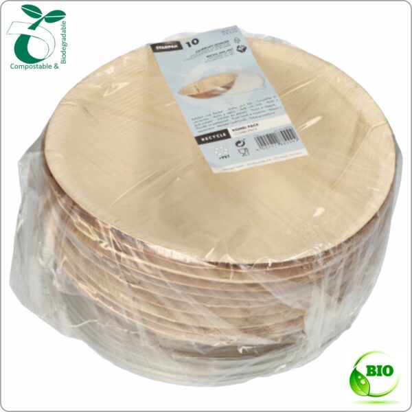 Salad bowl with Lid Palm leaf 15x8,5 cm (topØ x height) 300 ml, a set made of fallen palm leaf & recycled transparent rPET Lid, 10 set/pack