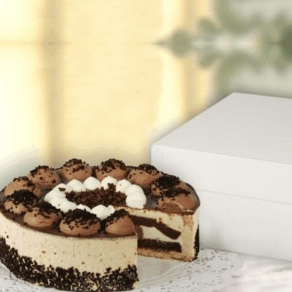 Cake box + separate Lid 30x30x13 cm (width x length x height), white/white cardboard 600 gsm, 10 pcs/pack