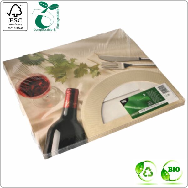 Catering box + separate Lid 55x37,5x8 cm (width x length x height) design Burgund, white/white cardboard 400 gsm FSC® certified & PLA window, 60 pcs/pack
