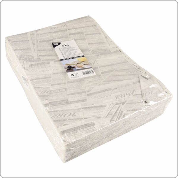Wrapping paper 35x25 cm (width x length) in sheets design News, white kraft paper 35 gsm, 5 kg/pack ca 1800 sheets