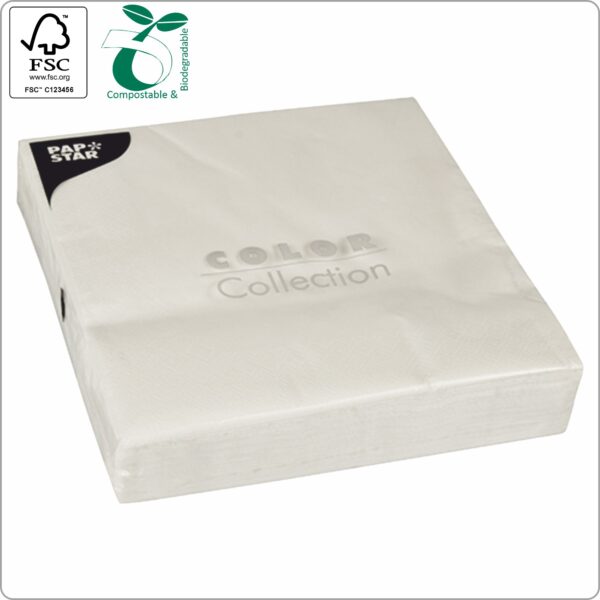 Napkins 40x40 cm 1/4 fold, 2-ply white paper tissue FSC® certified, 50 pcs/pack
