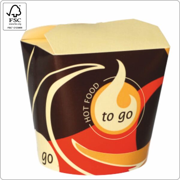 Take Away box Chinese food box 8,5x7,5x10 cm (width x depth x height) 550 ml design To go, white/white PE-coating cardboard FSC® certified, 50 pcs/pack