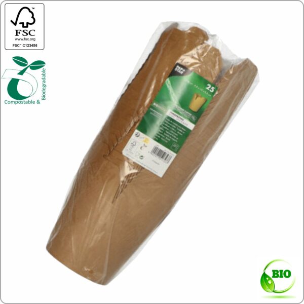 Take Away box Chinese food box 8,2x7x9,8 cm (width x depth x height) 470 ml, brown/brown PLA Bio-coating cardboard 280 gsm FSC® certified, 25 pcs/pack